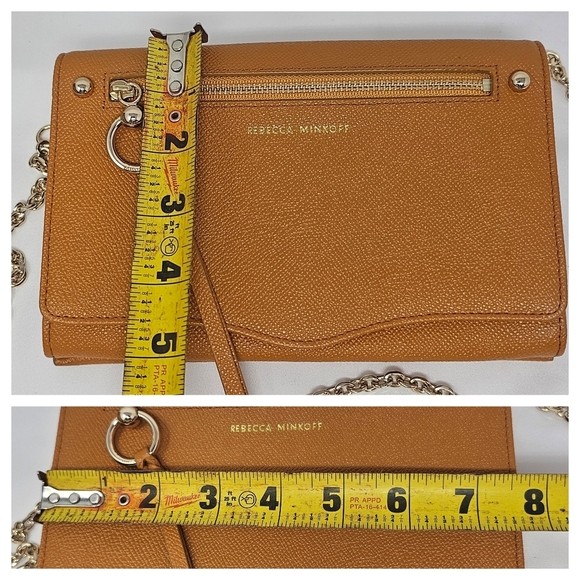 Rebecca Minkoff Gabby Wallet Chain Crossbody Bag Leather Purse Tan Glow *READ* - Picture 15 of 16